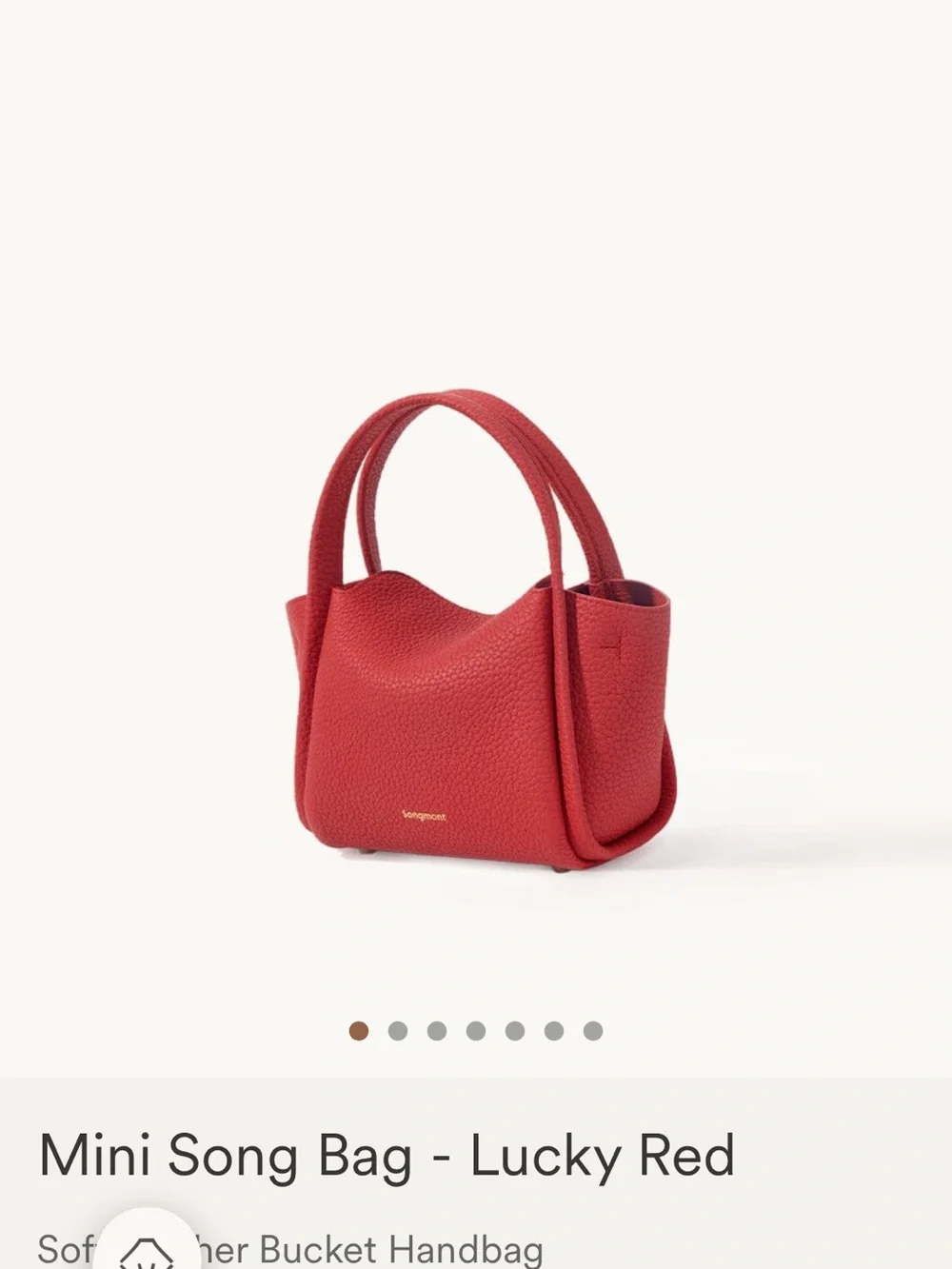 Songmont Mini Song Bag - Lucky Red Soft Leather Bucket Handbag
